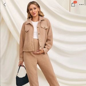 SHEIN Maternity Teddy Jacket & Pants Set